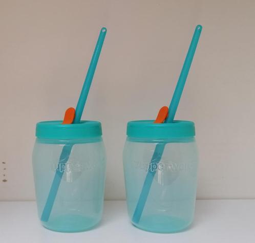 Tupperware™ « Universal Jar + Rietjes Eco » x 2, Huis en Inrichting, Keuken | Tupperware, Nieuw, Bak of Kom, Blauw, Verzenden