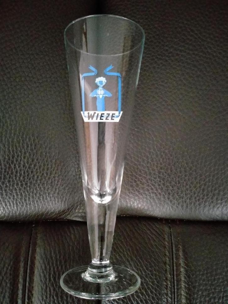Oud fluitglas bierglas Wieze, Verzamelen, Biermerken, Ophalen of Verzenden