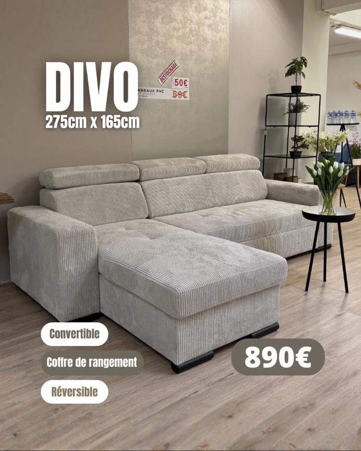 Canapé d'angle en velours côtelé convertible - coffre, Huis en Inrichting, Zetels | Complete zithoeken, Nieuw, Overige materialen