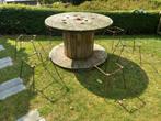 tuintafel met 6 zitstoeltjes / Bobijn, Ophalen, Gebruikt, Rond, Hout