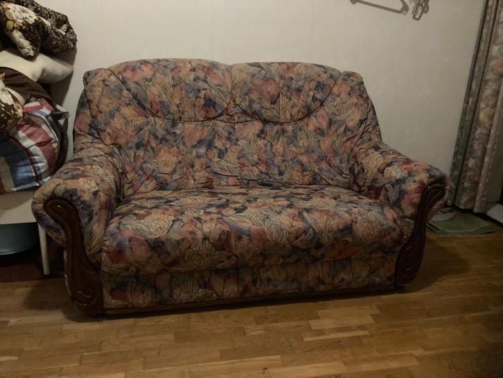 Zetel - tweezit met grote voetbank, Huis en Inrichting, Zetels | Zetels, Gebruikt, Rechte bank, Tweepersoons, 150 tot 200 cm, 75 tot 100 cm