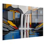 Waterval in Piet Mondriaan stijl Glasschilderij 105x70cm + O, Nieuw, Print, 100 tot 125 cm, Oorspronkelijke maker