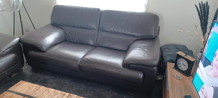 Bruin  echt leder italia salon de eerste doe en zaak !!!, Huis en Inrichting, Zetels | Complete zithoeken, Ophalen