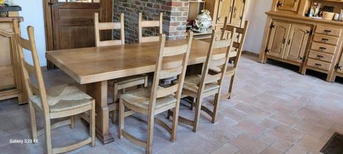 Table de ferme rustique en chêne massif. ses 6 chaises, Huis en Inrichting, Complete eetkamers, Zo goed als nieuw, Ophalen