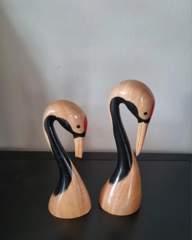 Grues Tzuru à couronne rouge impériale, Antiquités & Art, Art | Sculptures & Bois, Envoi