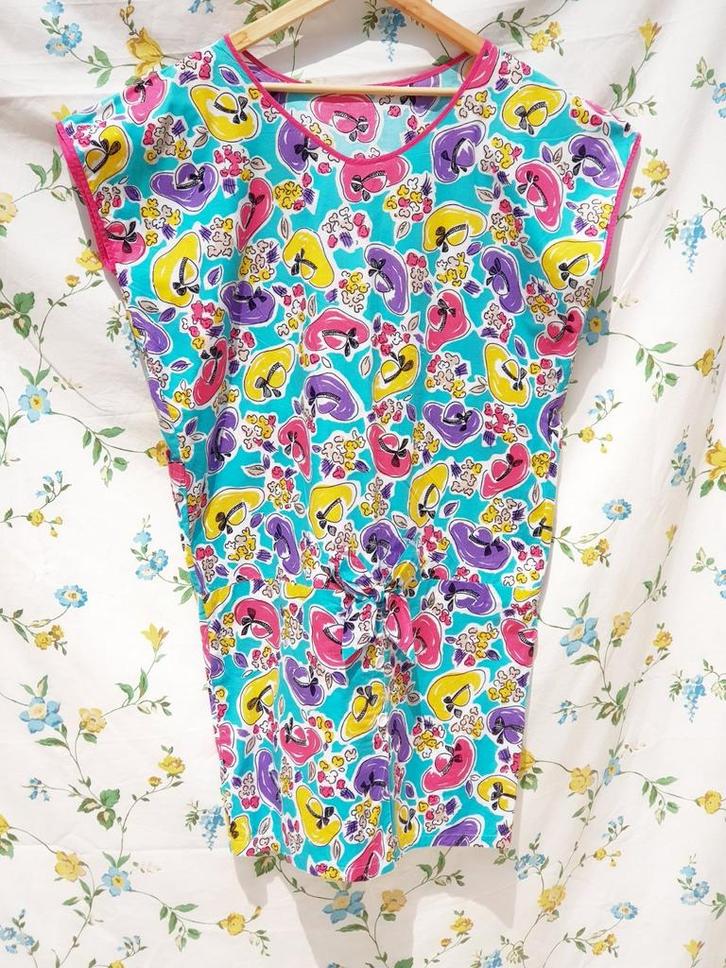 Vintage meerkleurige jurk uit de jaren 80 (handgemaakt), Kleding | Dames, Jurken, Zo goed als nieuw, Maat 38/40 (M), Overige kleuren