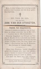 Bidprentje Van der Straeten, Verzenden, Bidprentje