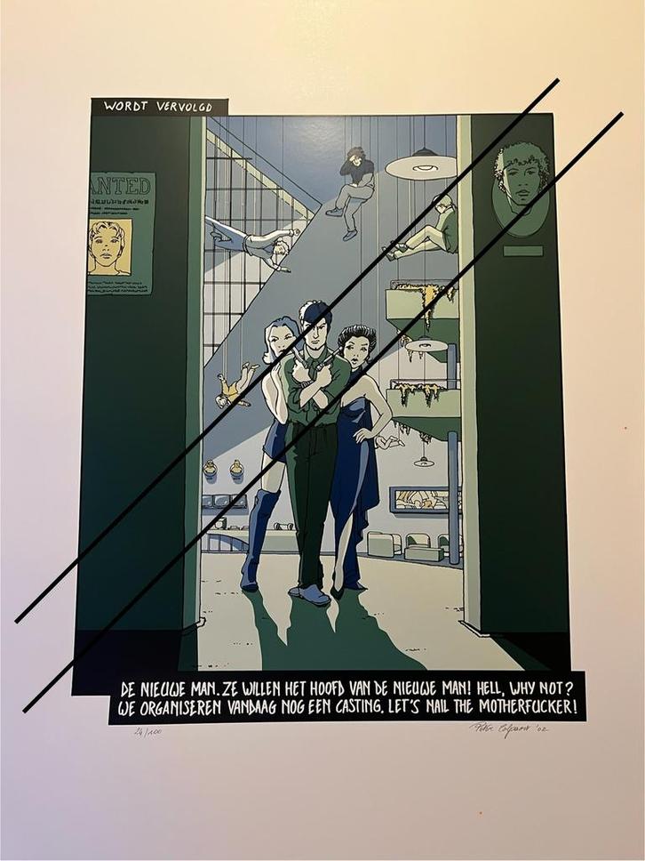 Zeefdruk “De Nieuwe Man” van Peter Colpaert gesigneerd, Antiek en Kunst, Kunst | Litho's en Zeefdrukken, Ophalen