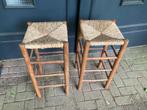 Houten kruk rieten zitting, Huis en Inrichting, Barkrukken, Ophalen, Gebruikt, Hout