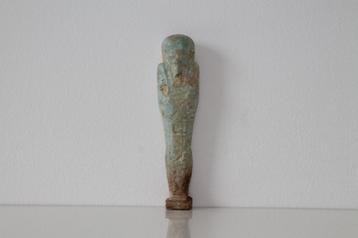 Oude Egypte, late periode, Faience Shabti met hiërogliefen