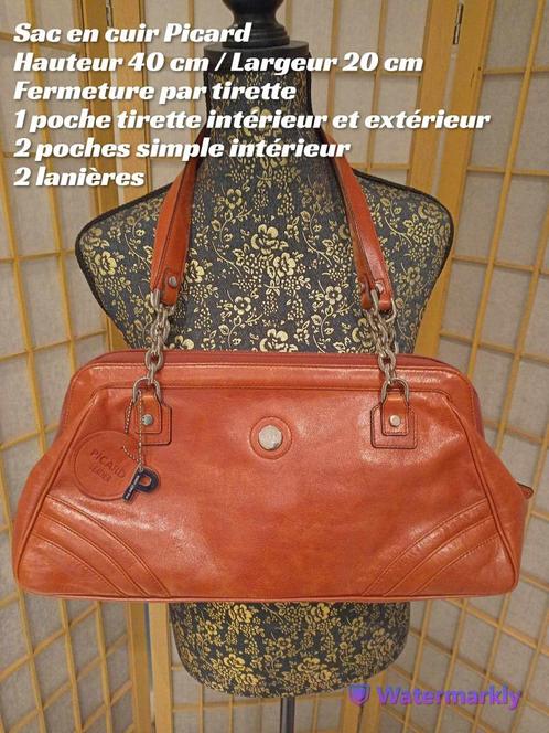 Sac en cuir Picard H 40cm larg. 20cm, Bijoux, Sacs & Beauté, Sacs | Sacs Femme, Utilisé, Sac à main, Enlèvement ou Envoi