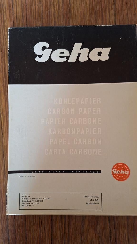 Papier carbone pour machine à écrire Geha de 1971. 100 feuil, Enlèvement ou Envoi