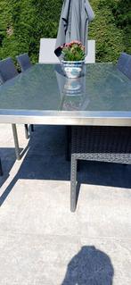 Tuintafel  6 stoelen, Tuin en Terras, Tuintafels, Ophalen, Gebruikt, Rechthoekig, Wicker