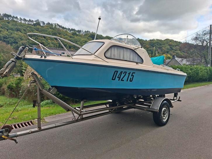 Kajuitboot Schetland, Watersport en Boten, Motorboten en Motorjachten, Gebruikt, Polyester, Tot 6 meter, Benzine, Buitenboordmotor