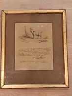 Origineel manuscript met tekening - Eugène Verboeckhoven, Ophalen of Verzenden