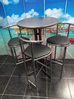 tafel en 3 barkrukken, Ophalen of Verzenden, Zo goed als nieuw, 90 cm of meer, Metaal