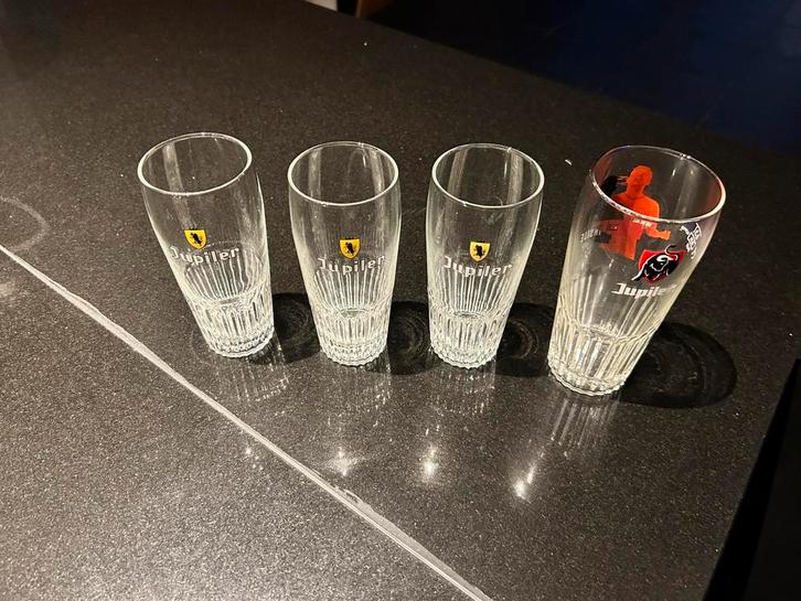 Jupiler glazen – set van 4, Verzamelen, Glas en Drinkglazen, Zo goed als nieuw, Bierglas, Ophalen of Verzenden
