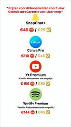 Spotify, Youtube en Meer Goedkoop, Ophalen of Verzenden