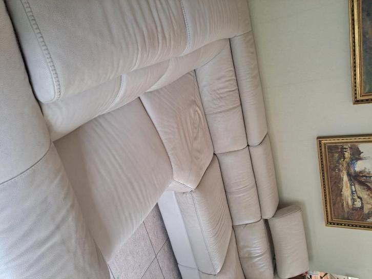 Hoekzetel beige leder, Huis en Inrichting, Zetels | Complete zithoeken, Zo goed als nieuw, Leer, Ophalen