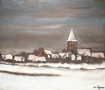 Gabriël De Pauw (1924-2000): Winterlandschap (O/D, 90x80cm) beschikbaar voor biedingen