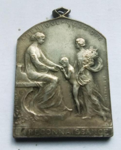 medaille 1915 Desmedt oorlog 1914-18 hulp van amerika, Postzegels en Munten, Penningen en Medailles, Zilver, Ophalen of Verzenden