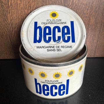 Blikken doos, metaal, 5kg Becel, opbergdoos beschikbaar voor biedingen