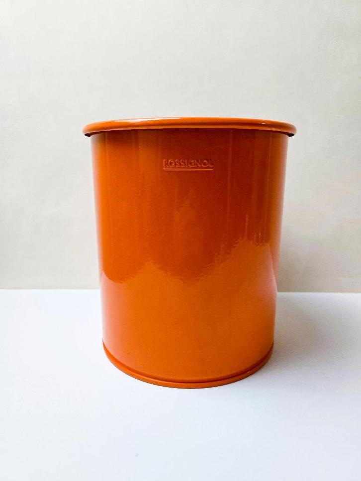 Ronde Metalen opruim mand - vuilbak - ROSSIGNOL - ORANJE, Huis en Inrichting, Woonaccessoires | Prullenbakken, Zo goed als nieuw