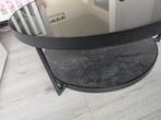 Salontafel - donker glas & marmerlook - 88 cm, Ophalen, Zo goed als nieuw, Glas