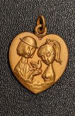 Médaillon, pendentif des 'Amoureux de Peynet', Antiquités & Art, Or, Enlèvement ou Envoi