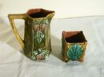 Barbotine kannetje en vaasje., Antiek en Kunst, Ophalen of Verzenden