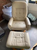 Lederen tv / relax fauteuil + poef verstelbaar lig / zit, Maison & Meubles, Fauteuils, Enlèvement, Utilisé