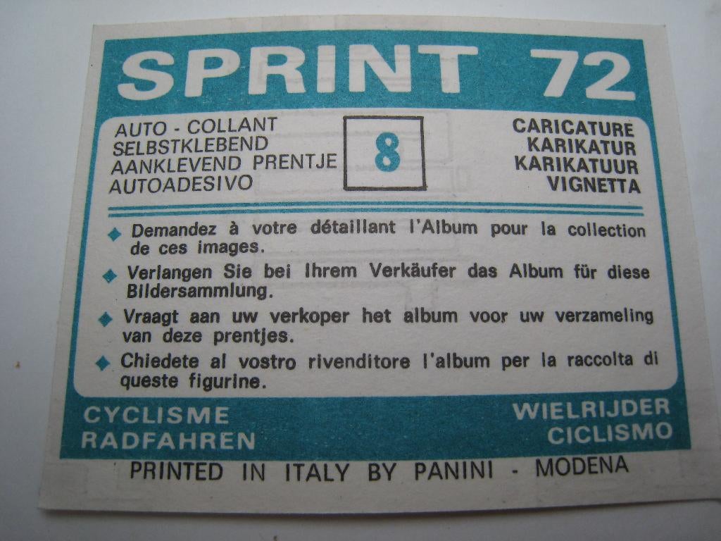 Panini Sprint 1972 N 8 Caricatur, Envoi, Comme neuf, Autocollant