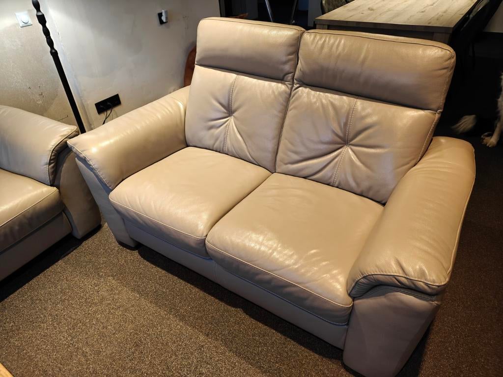 Zetel te koop grote 2zit met elektrische relax en 2zit, Ophalen, Gebruikt, Leer