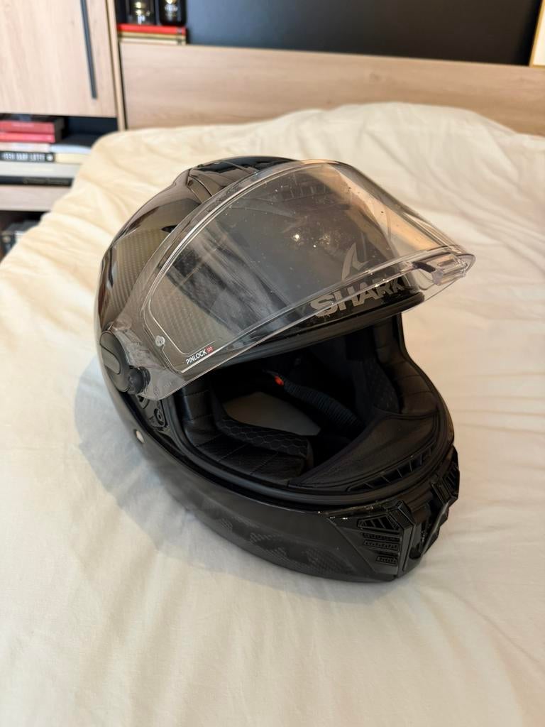 Shark Spartan RS motorhelm zwart carbon + sena 50S, Motoren, Ophalen, Heren, Shark, Integraalhelm