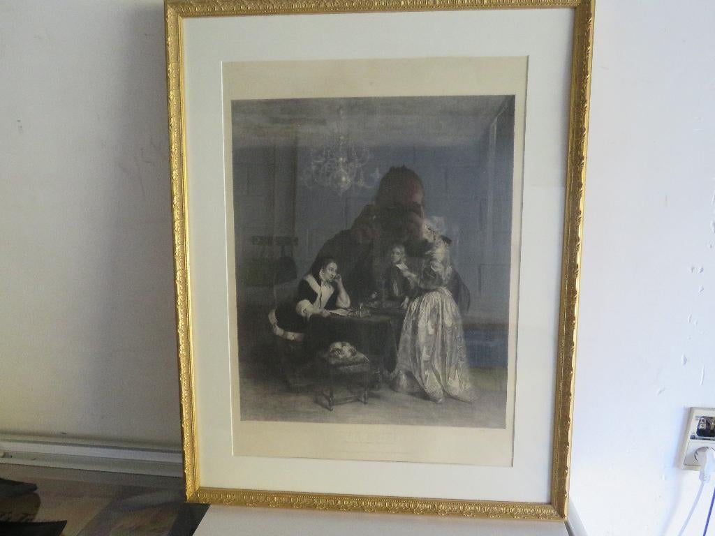 Gravure sur cuivre Der Brief Gerard Terborch  Ernst Forberg, Antiquités & Art, Enlèvement, Gravure, Encadré