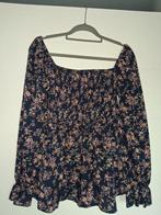 Zwart met bloemenprint blouse, maat XL, Kleding | Dames, Blouses en Tunieken, Verzenden, Zo goed als nieuw, Maat 46/48 (XL) of groter