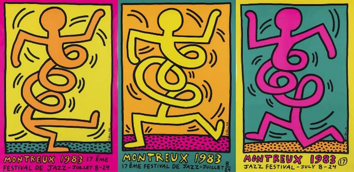 Keith Haring - 3 original 'Montreux Jazz De Festival, Antiek en Kunst, Kunst | Litho's en Zeefdrukken, Ophalen of Verzenden