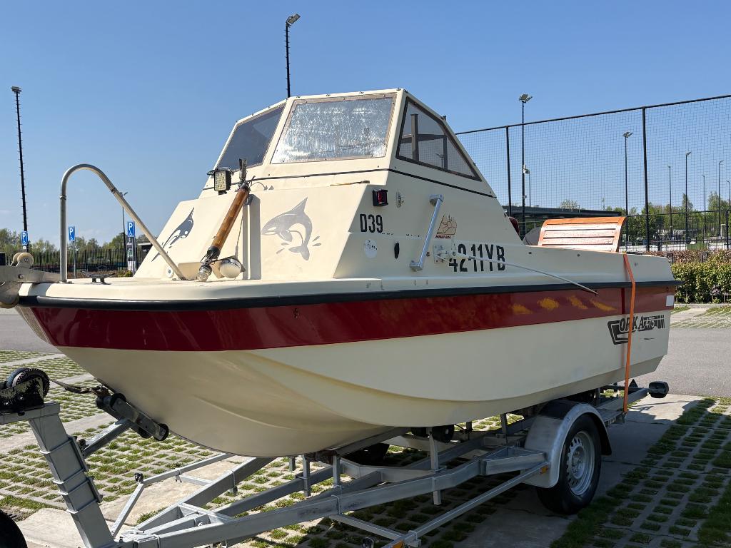 Orka 475 - Yamaha 60pk - trailer, Watersport en Boten, Vis- en Consoleboten, Ophalen, Gebruikt, 3 tot 6 meter, Buitenboordmotor