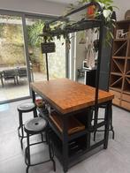 Table haute noir et bois plus 4 tabourets, Enlèvement, Utilisé