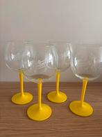 Schweppes glazen met gele voet, Verzamelen, Glas en Drinkglazen, Ophalen, Zo goed als nieuw