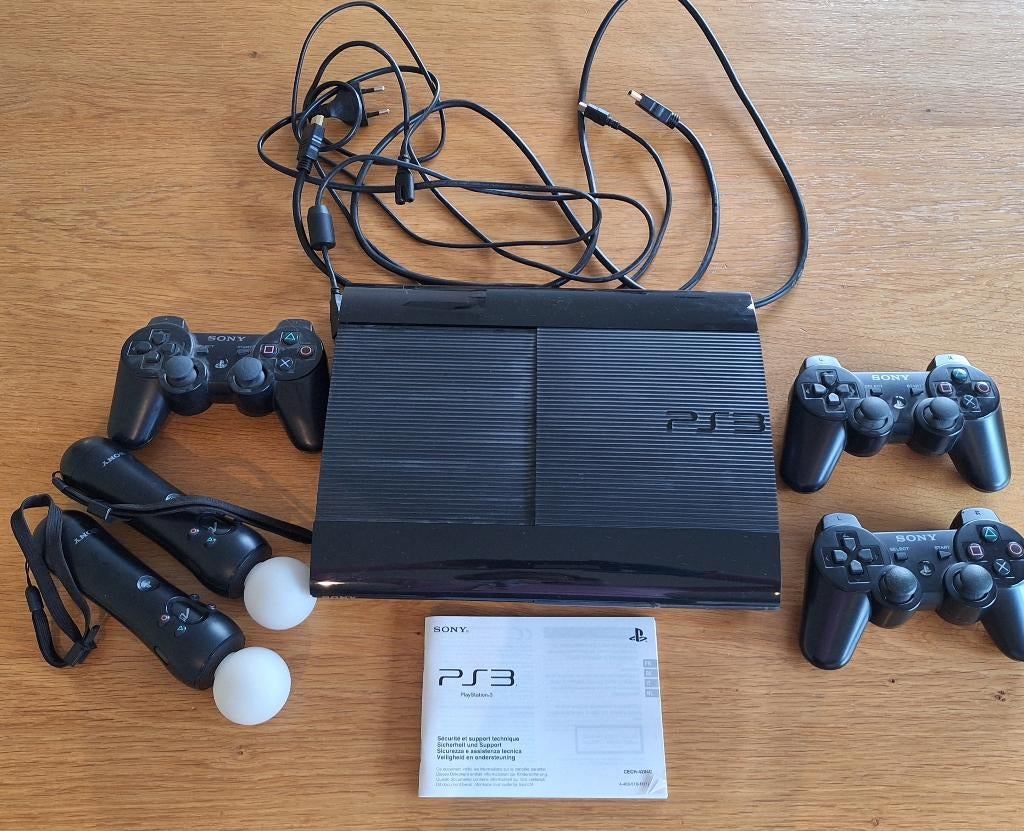 Sony PlayStation 3 (PS3) spelcomputer, 500gb, Ophalen, 500 GB, Zo goed als nieuw, Met 3 controllers of meer