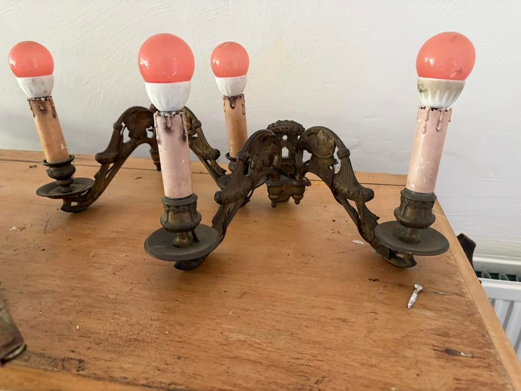 Twee bronzen wandlampen - Klassiek design, Ophalen, Zo goed als nieuw