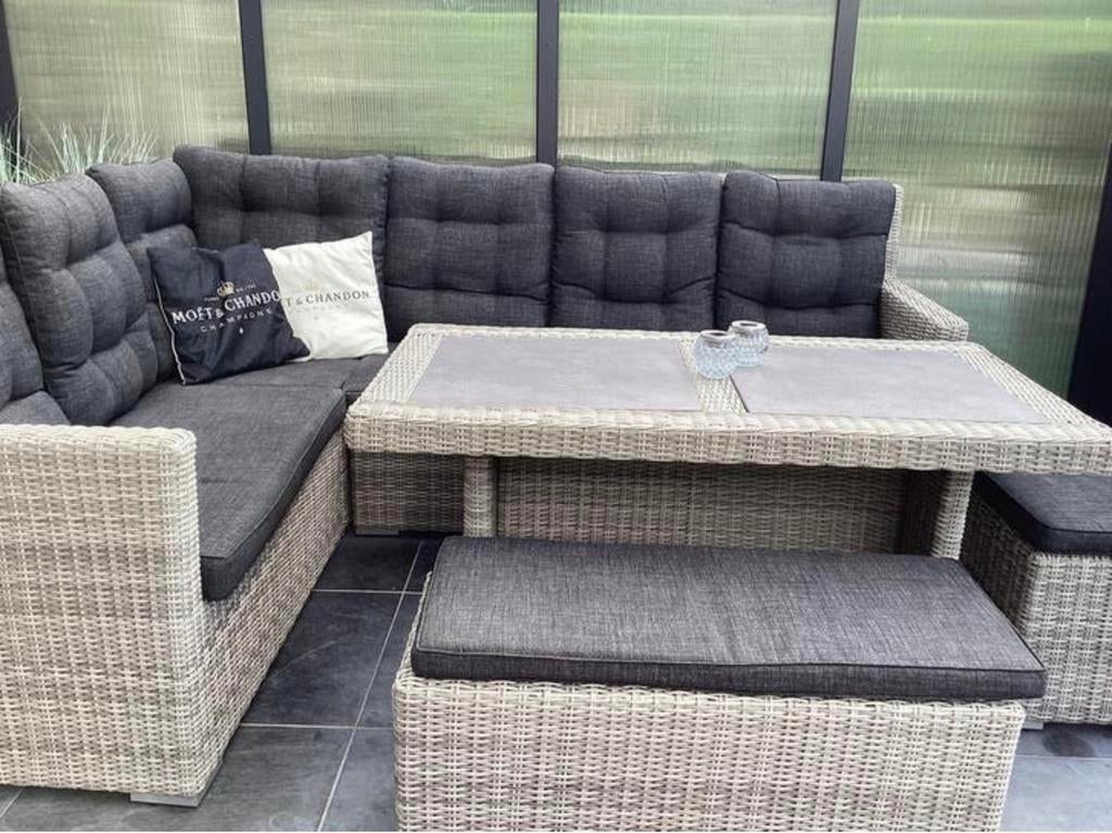 Mooie grote beige loungebank/ set, Ophalen, Zo goed als nieuw