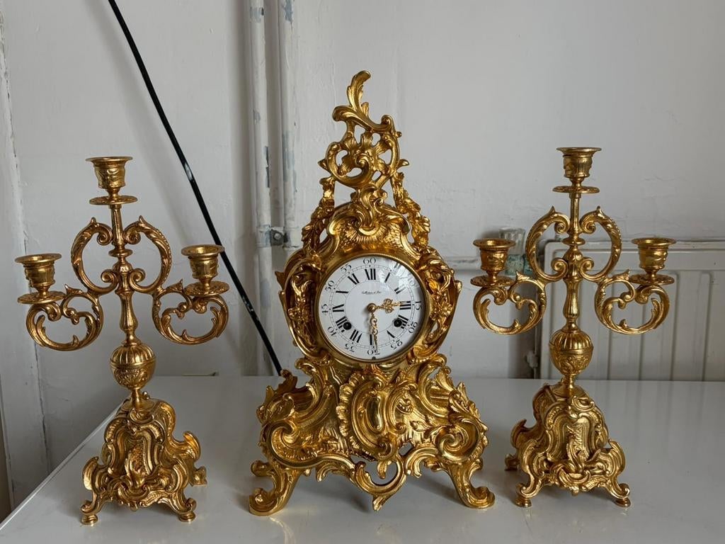 Horloge ancienne avec chandeliers, Antiquités & Art, Enlèvement