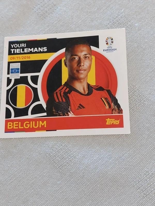 Topps/Sticker/Youri Tielemans/België/UEFA EURO 2024, Ophalen of Verzenden, Nieuw, Poster, Plaatje of Sticker