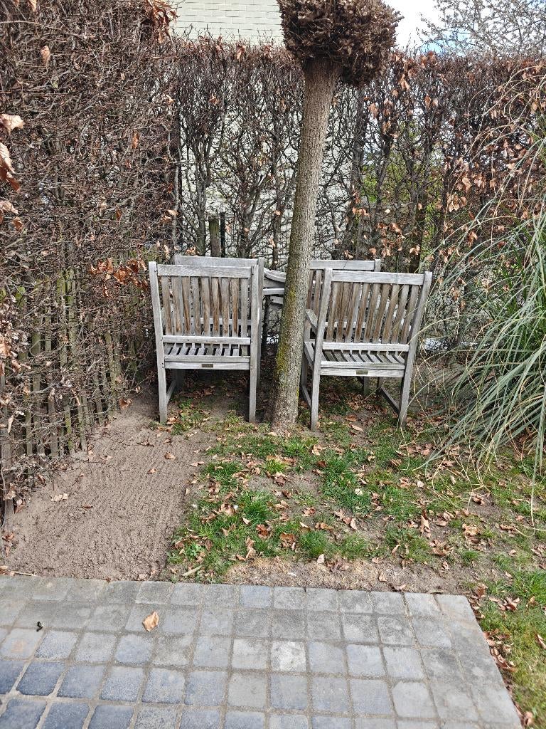 4 Teak Tuinstoelen+ligbed, Jardin & Terrasse, Enlèvement, Utilisé, Bois de teck