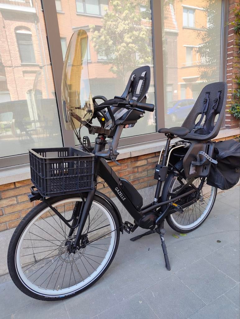 Elektrische moederfiets, Gazelle Bloom C320 L53 Black SE, Fietsen en Brommers, Fietsen | Dames | Moederfietsen, Gazelle, Windscherm