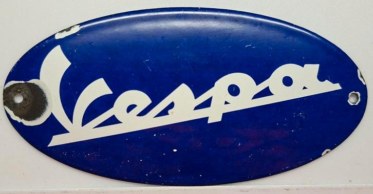 Authentieke geëmailleerde plaat „VESPA”, Antiek en Kunst, Antiek | Email, Ophalen of Verzenden