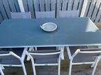 Tuinset met 6 (stapelbare) stoelen in uitstekende staat, Ophalen, Aluminium, Tuinset