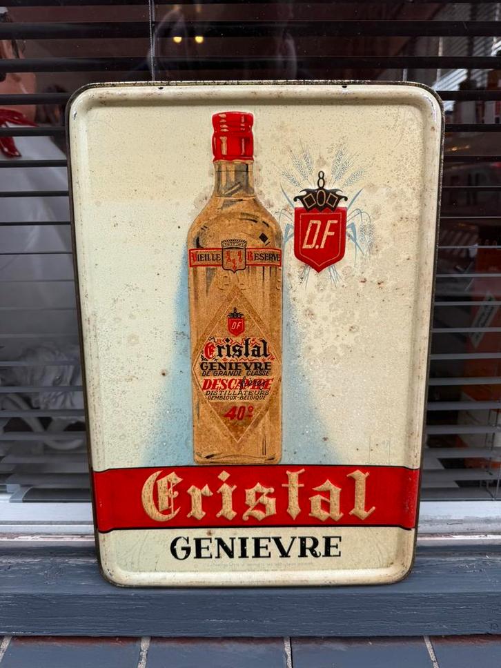 Cristal oud reclamebord 1948, Verzamelen, Merken en Reclamevoorwerpen, Gebruikt, Reclamebord, Ophalen